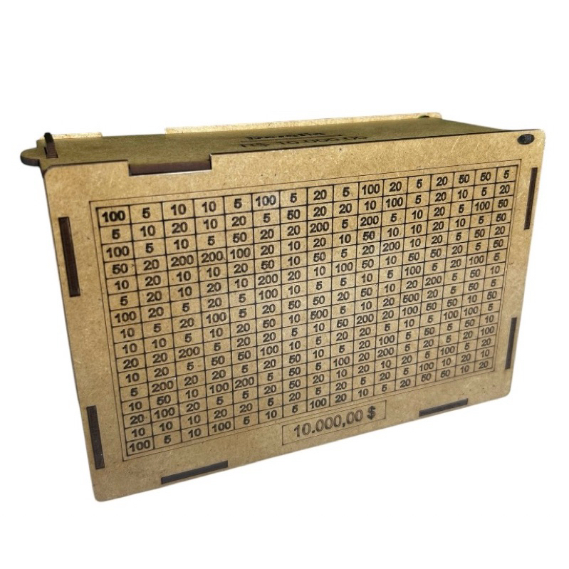 Cofre Desafio 5 Mil/10 Mil/20 Mil/ Cofre MDF/Caixa de Dinheiro/Desafio dos 256 Depósitos/Cofrinho