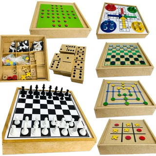 Tabuleiro Jogos  Clássicos 7 em 1 Dama Xadrez Ludo Trilha Dominó Velha Resta 1 Madeira em Oferta na Shopee