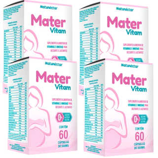 Combo 4 unidades MaterVitam 60 cápsulas - Total 240 cápsulas - Vitamina Gestantes Mamães Lactantes em Oferta na Shopee