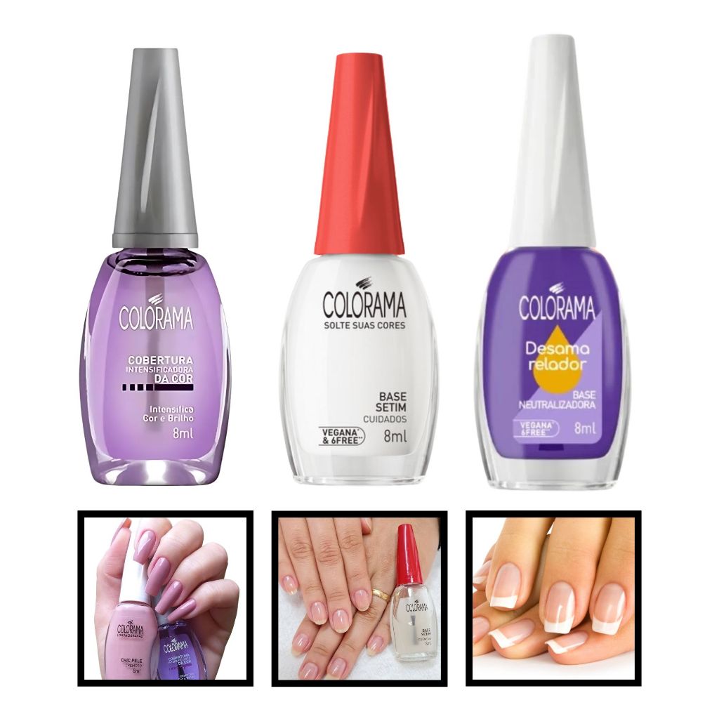 Kit 6 Bases Colorama Tratamento Para Unhas Escolha a Sua Cuidados Unha ...