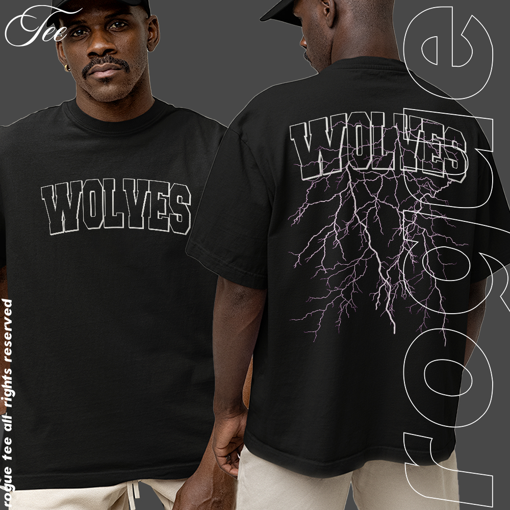 Camiseta Basica e OVERSIZED Wolves Raios Gotic Vibe Streetwear
