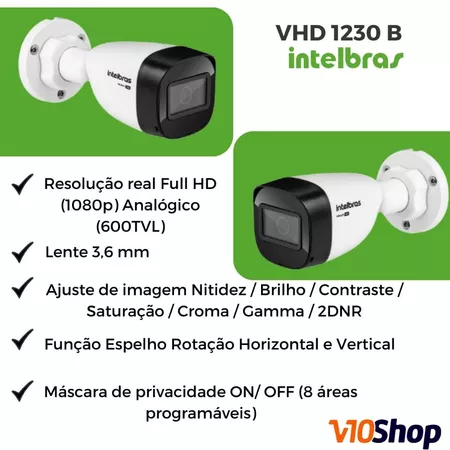 3 Camera Vhd 1230 B Bullet MultiHD 2Mp Full HD 1080p HDCVI AHD H HDTVI Analógico 30mt Intelbras
