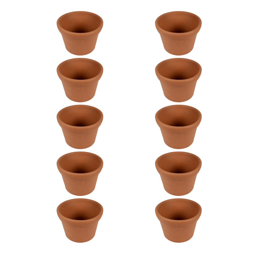 Kit com 10 Vasos de Cerâmica Mod. Violeta Baixa