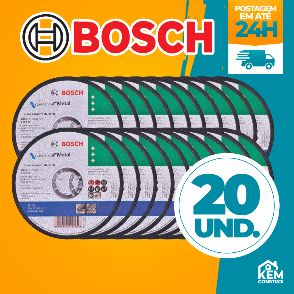 Kit Disco de Corte Ferro e Inox 4.1/2X1,0mm – Bosch