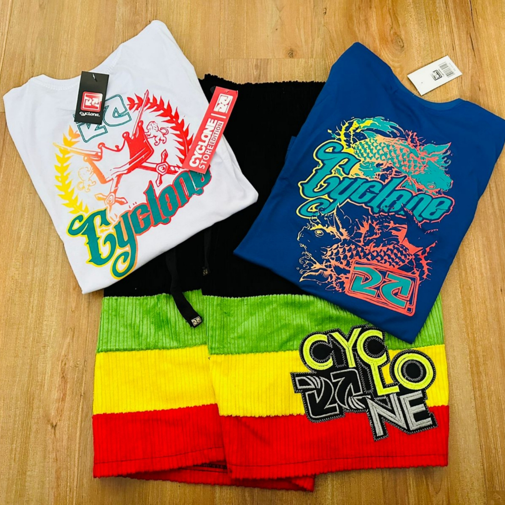 Kit Bermuda Da Cyclone Veludo Reggae Preta + 2 Camisetas Pop | Shopee ...