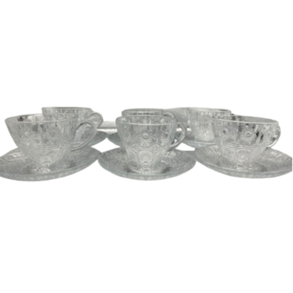 Conjunto De 6 Xícaras Com Pires De Vidro Bohemia | Shopee Brasil