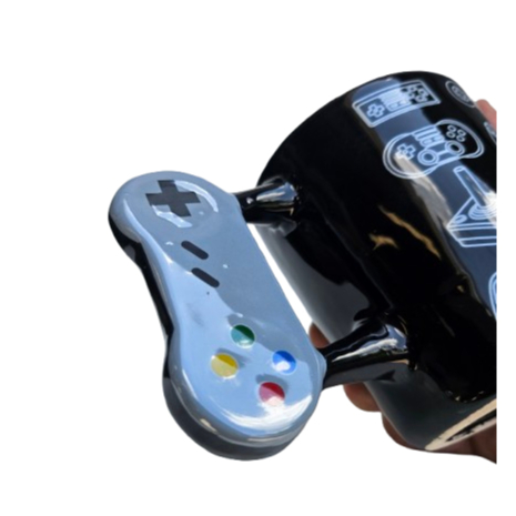Caneca Gamer Geek Preta Joystick 3D – 8 Controles – Porcelana 350ml — imagem 4