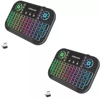 Kit 2 Mini Teclado Sem Fio com Bluetooth e Comando de Voz para Smart Box TV PC Notebook Video Game
