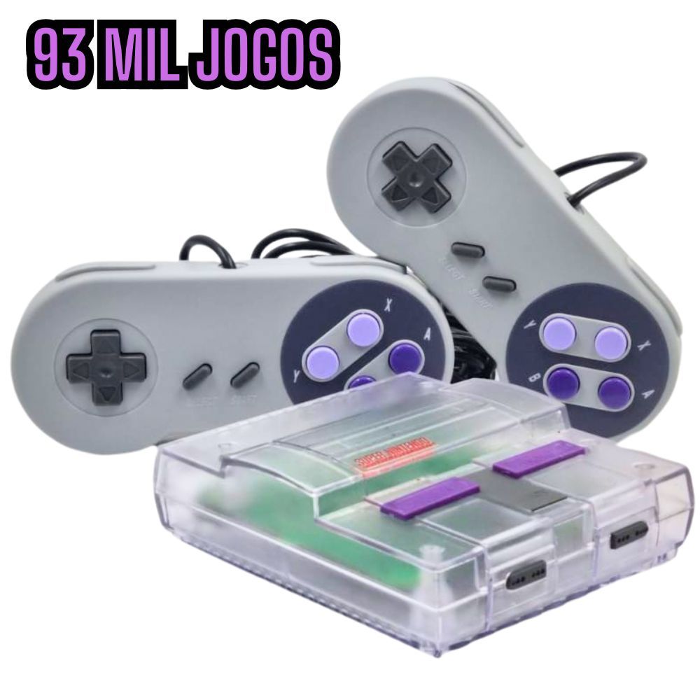 Game Retro Mini Super Nintendo 93 mil Jogos 2 Controles Diversos consoles Sistema Multijogos