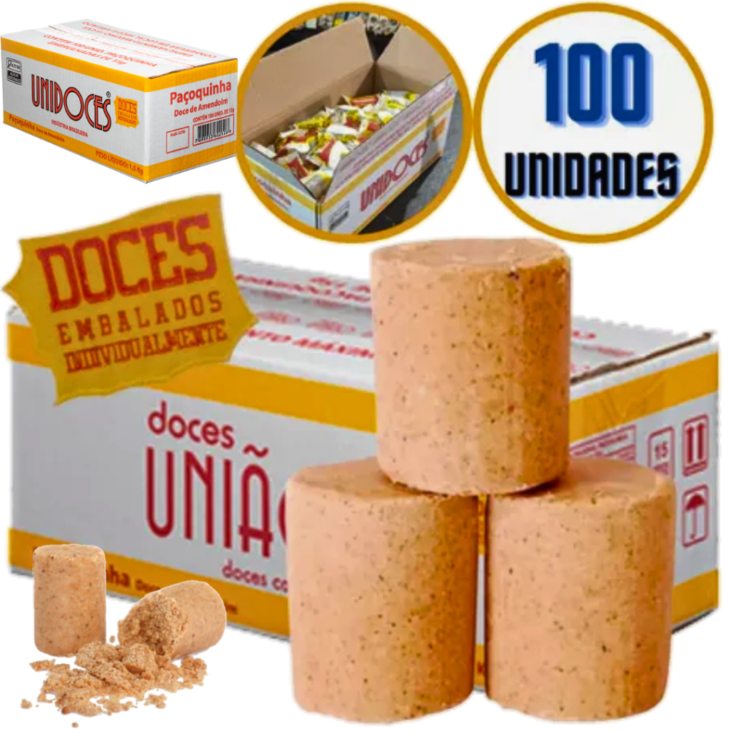 Caixa de Paçoca Unidoces, com 100 unidades | Shopee Brasil