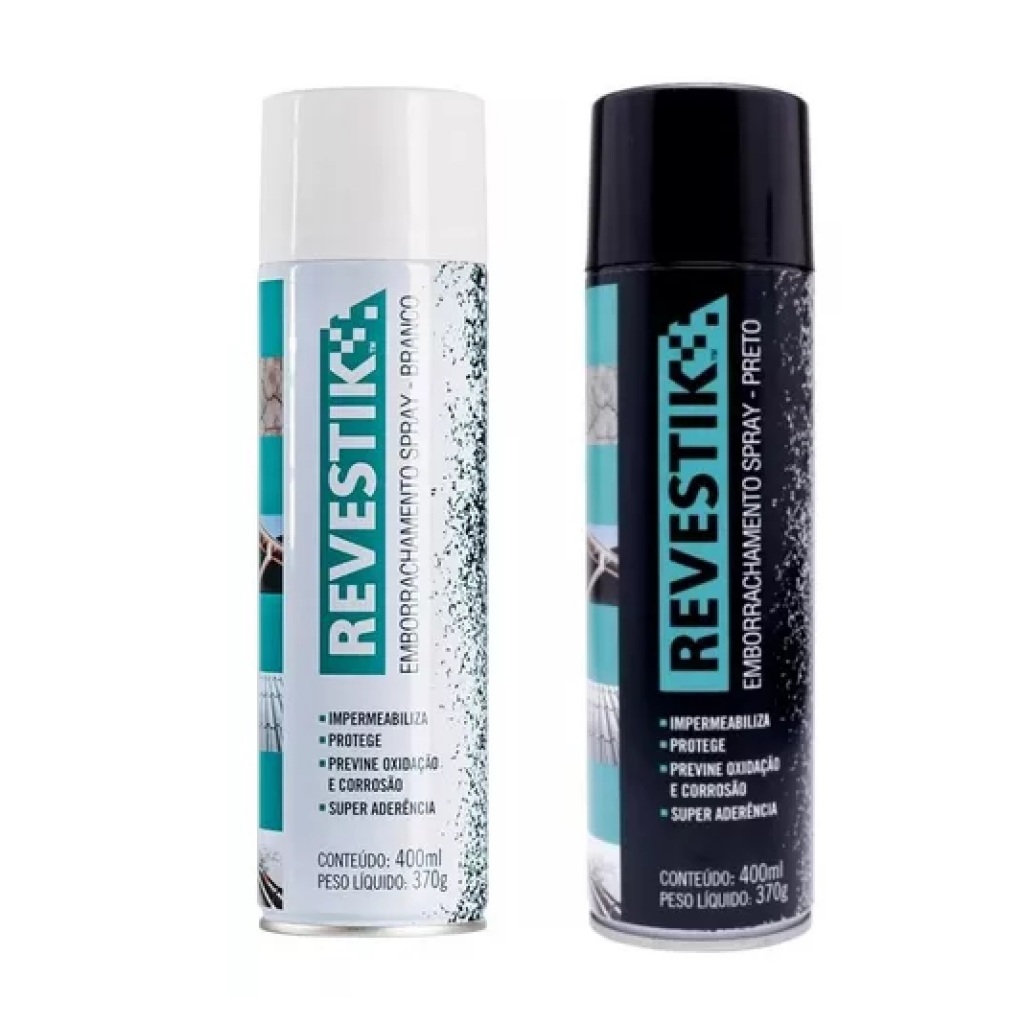 Revestik Spray Borracha Líquida impermeabilizante 400ml nas cores branco e preto