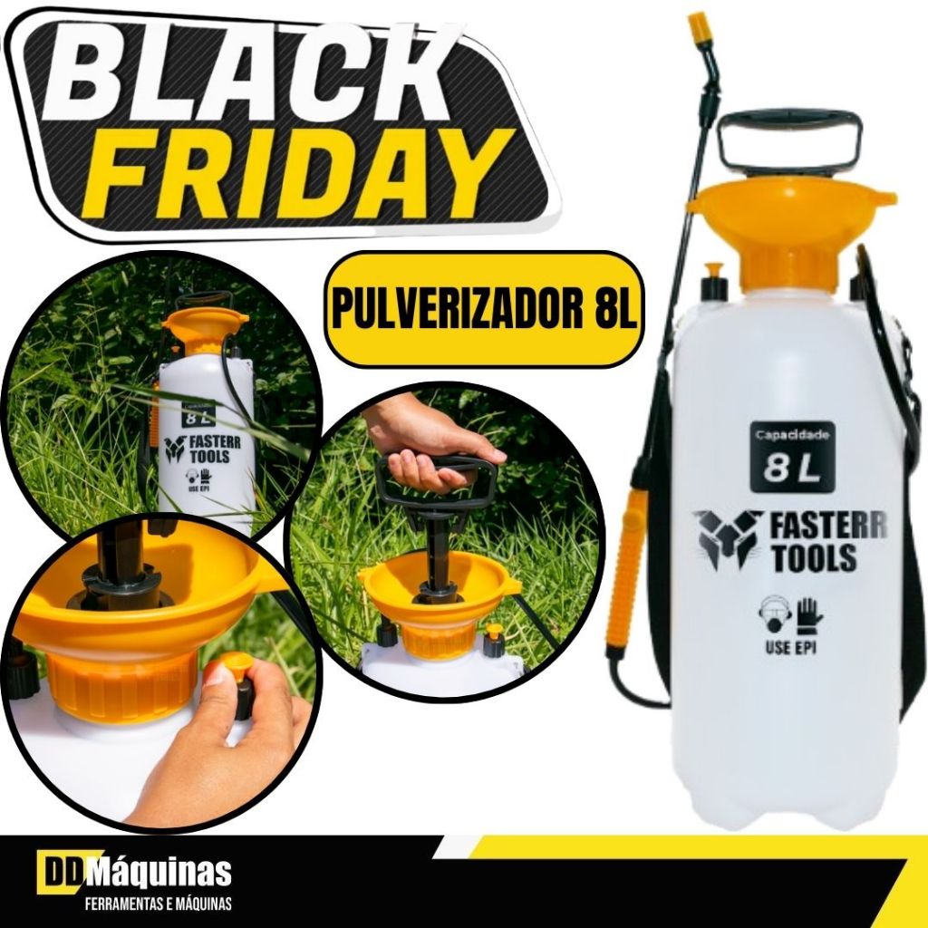 Pulverizador Borrifador Manual Com Bomba e Mangueira 8 Litros FST030 ...