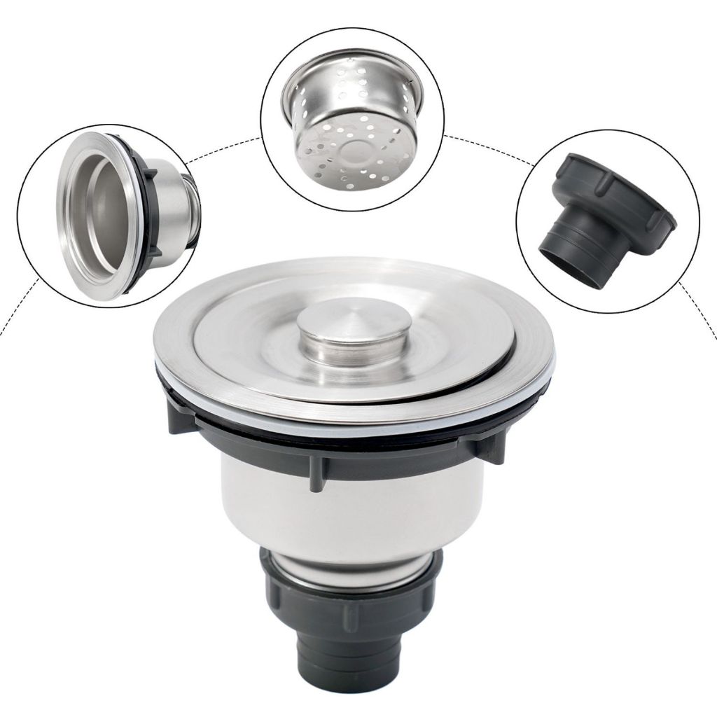 Válvula Pia Cozinha 4 1/2 Inox 304 Com Cesto Removível Ralo