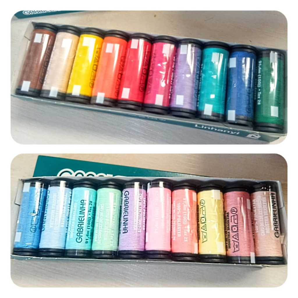 Kit Linha de costura colorida com 20 cores