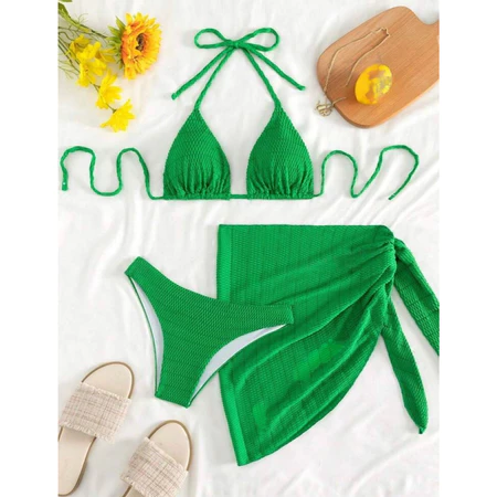 Kit biquíni feminino cortininha com saída de praia