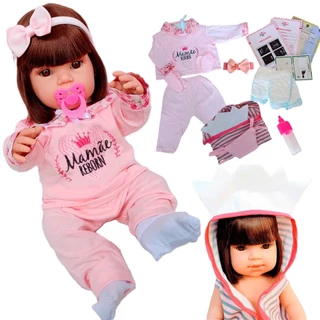 Boneca Bebê Mamãe Reborn 100% Silicone Enxoval 28 Itens