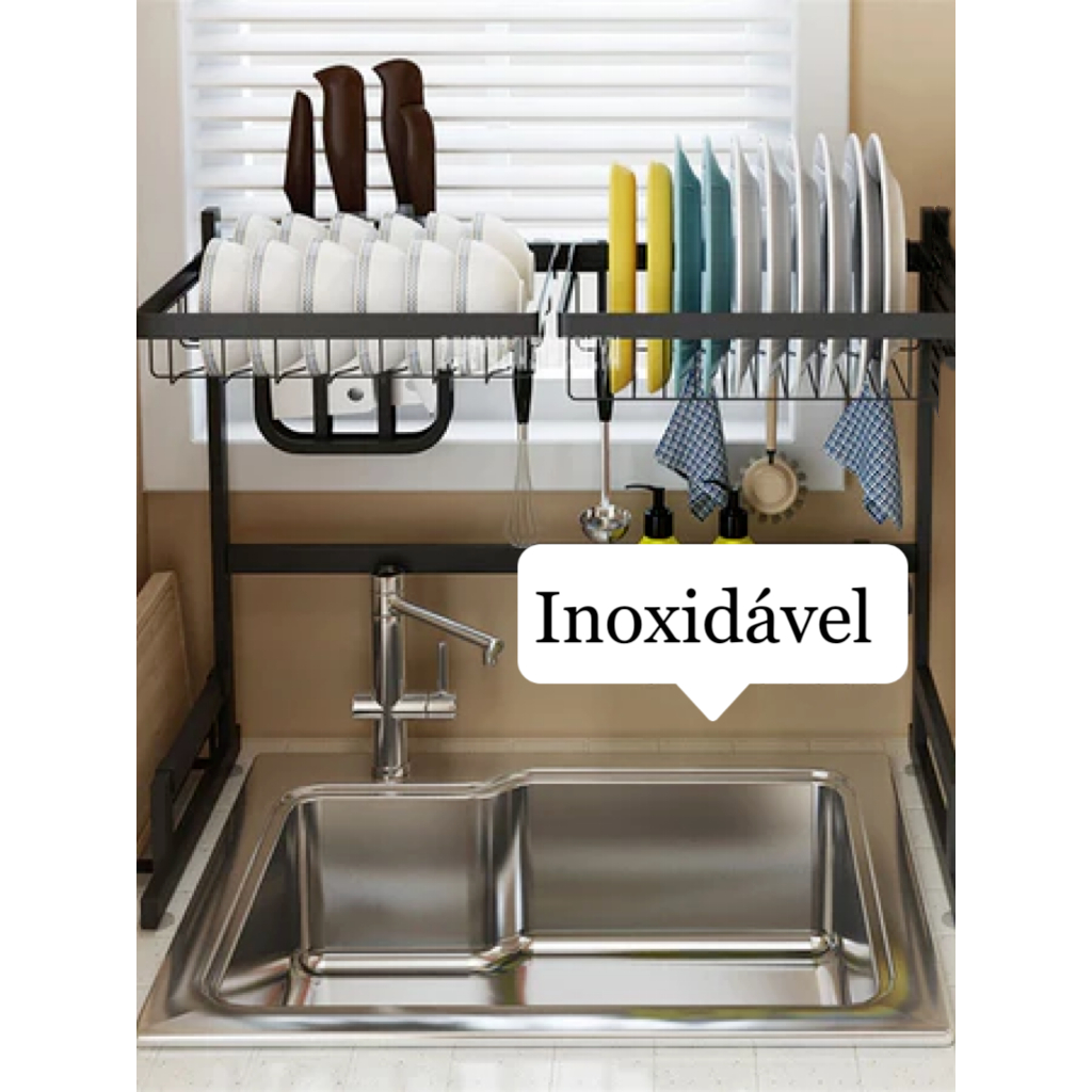 Escorredor De Louça Inoxidável Suspenso Autossustentável Cozinha Aço BC-112/BC-113