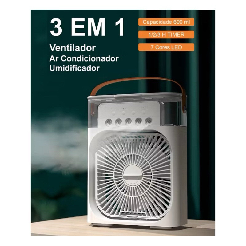 Refrigerador De Ar Ventilador Umidificador Port Til Com Led