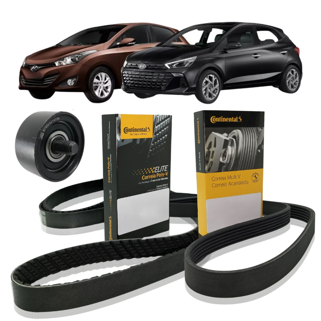 Kit duas Correias Alternador + Polia Hb20 1.0 12v 3cc Com direção ...