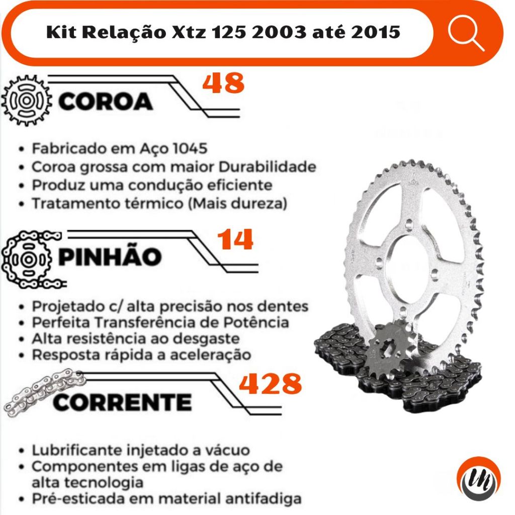 Kit Relação Transmissão XTZ 125 2003 até 2020 XTZ 125 | Shopee Brasil
