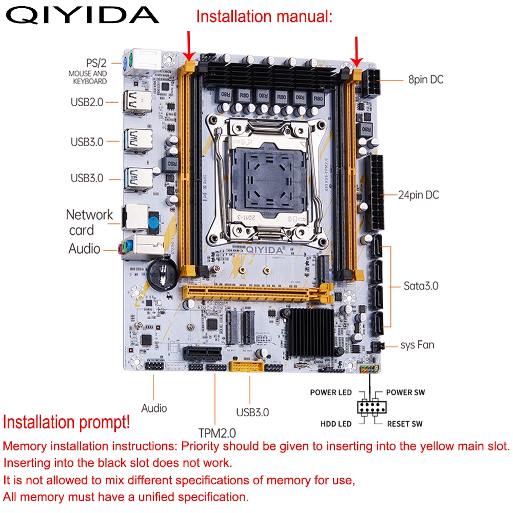 Kit Gamer Xeon 2667v4+ TPM 2.0 + Placa Mae QiYida X99-K9S + 16GB