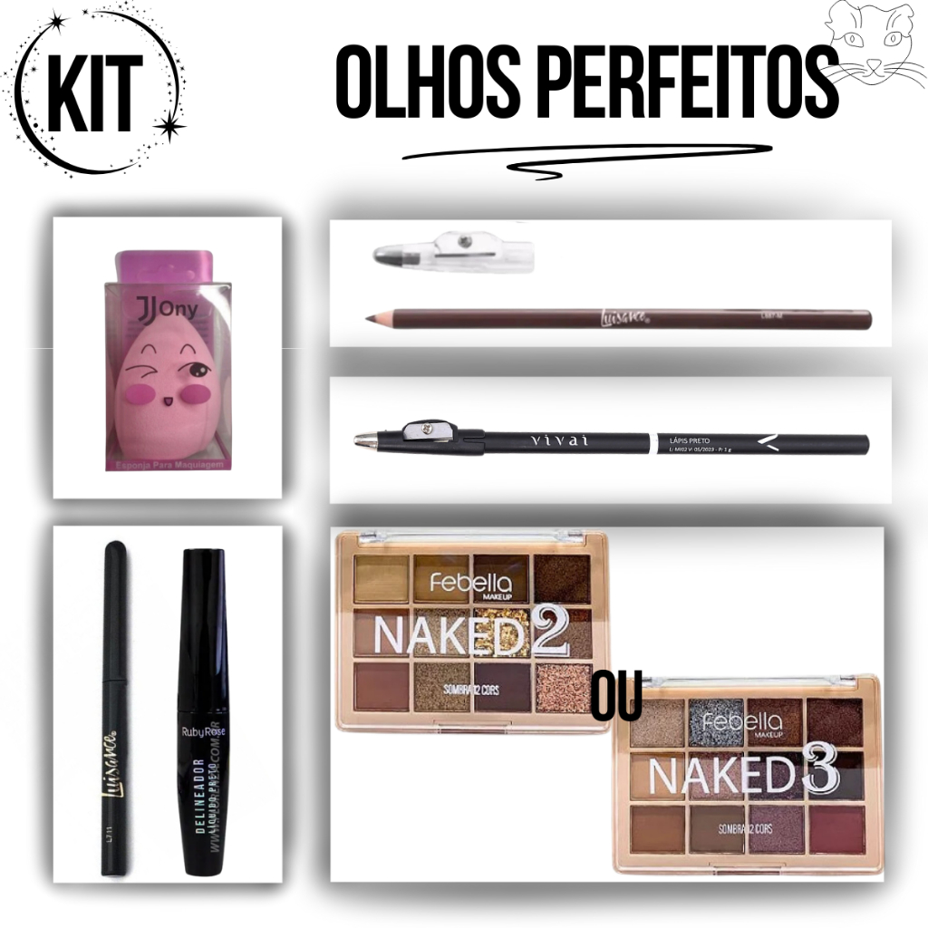 KIT DELINEADOR LÍQUIDO RUBY ROSE+ LÁPIS APONTADOR LUISANCE E VIVAI+ ...