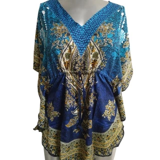 bata kaftan média indiana estampada saída de praia