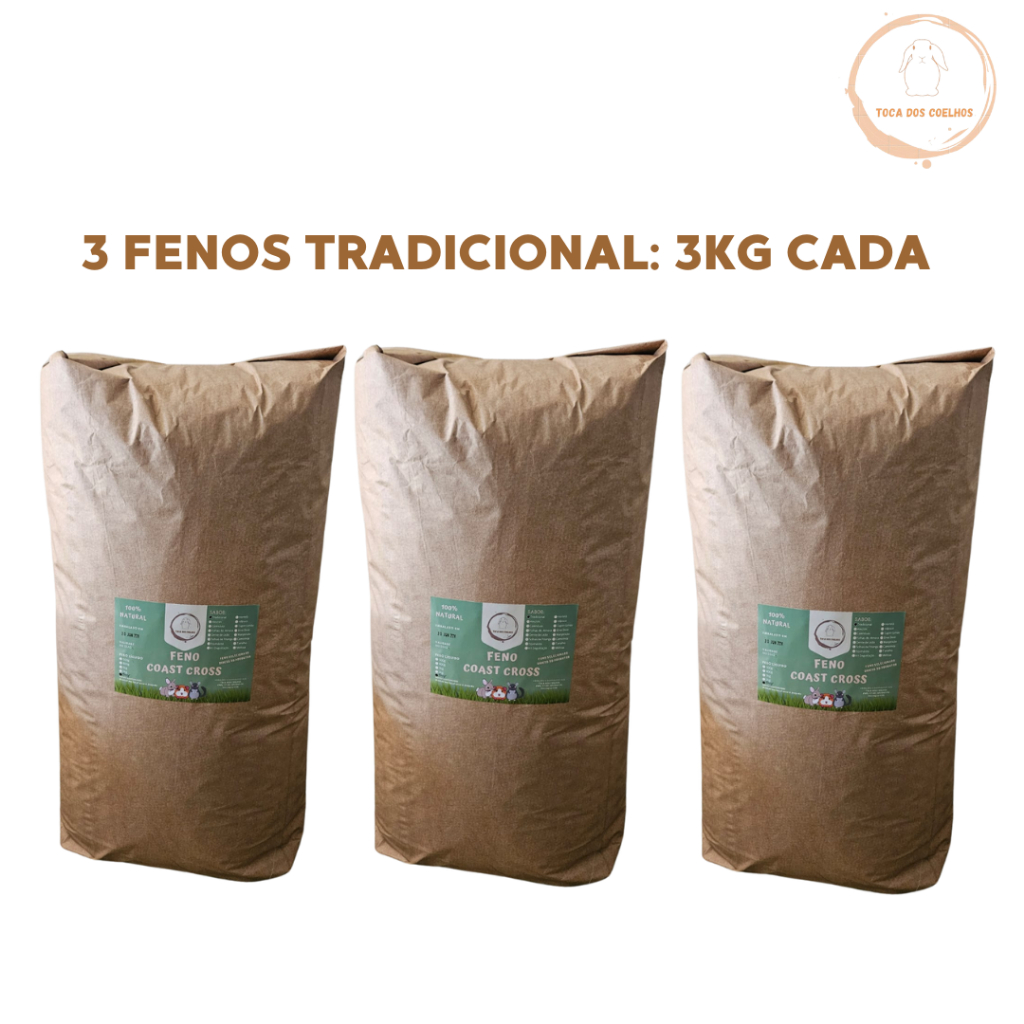 Kit com 3 fenos Coast Cross TRADICIONAL - 3kg cada | Shopee Brasil