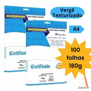 Papel Vergê 180g Texturizado Branco 100 Folhas A4 Premium Masterprint