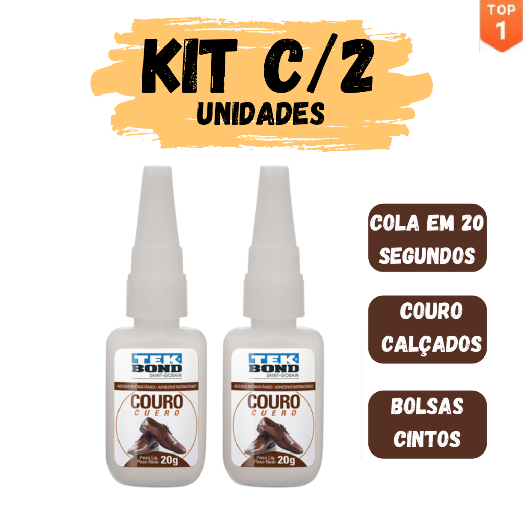 KIT C/ Cola Instantânea Couro e Calçados Tek Bond 20g Shopee