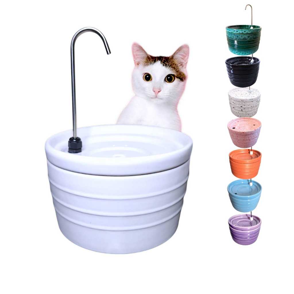 Bebedouro para Gatos Fonte de Cerâmica esmaltada Luxo Bivolt 110/220v ...