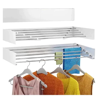 Varal Magico De Parede Retrátil Secreto 80cm/100cm Com 5 Varetas NOVEVE Casa Store