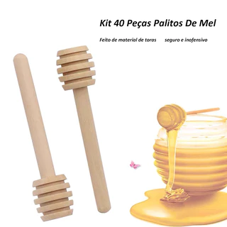 40 Peças Colher De Mel De Madeira Vara Mini Varas De Agitação 8cm