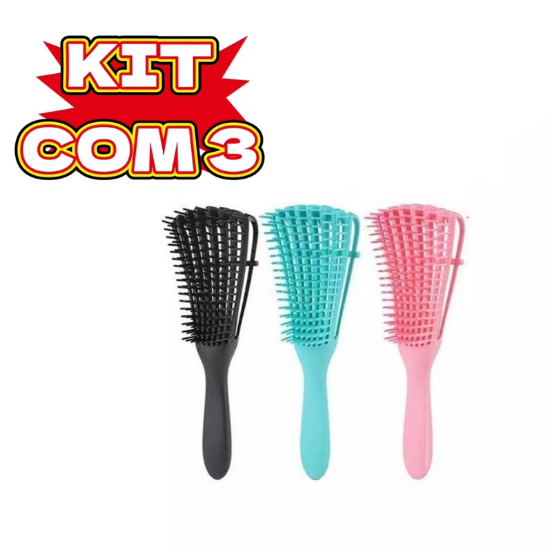 Kit Com Escova Polvo Para Cabelos Cacheados Shopee Brasil