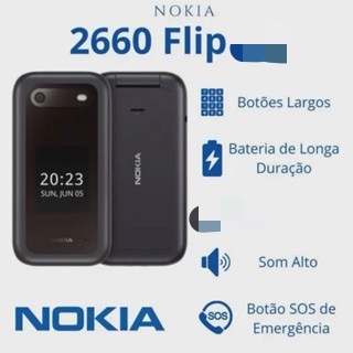 Celular para idoso Nok’a2660-Flip E Nok’a2505-Flip Dual chip Tela Dupla Botão SOS