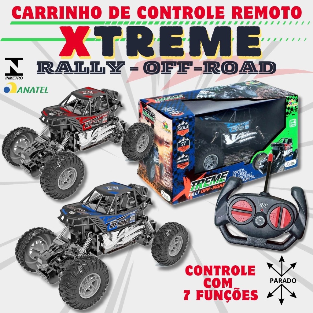 Carrinho De Controle Remoto XTREME RALLY OFF-ROAD Brinquedo Infantil ...