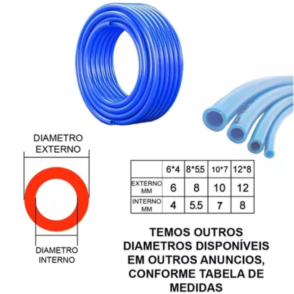 Mangueira Pneumatica Pu 12mm Tubo Flexivel Ar 20 Metros | Shopee Brasil
