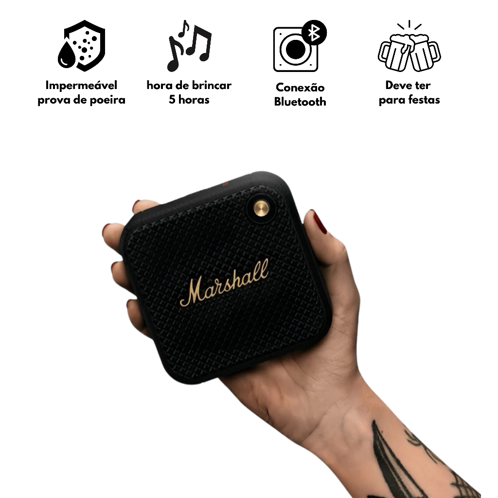 caixa de som bluetooth portátil á prova d'água Marshall Willen