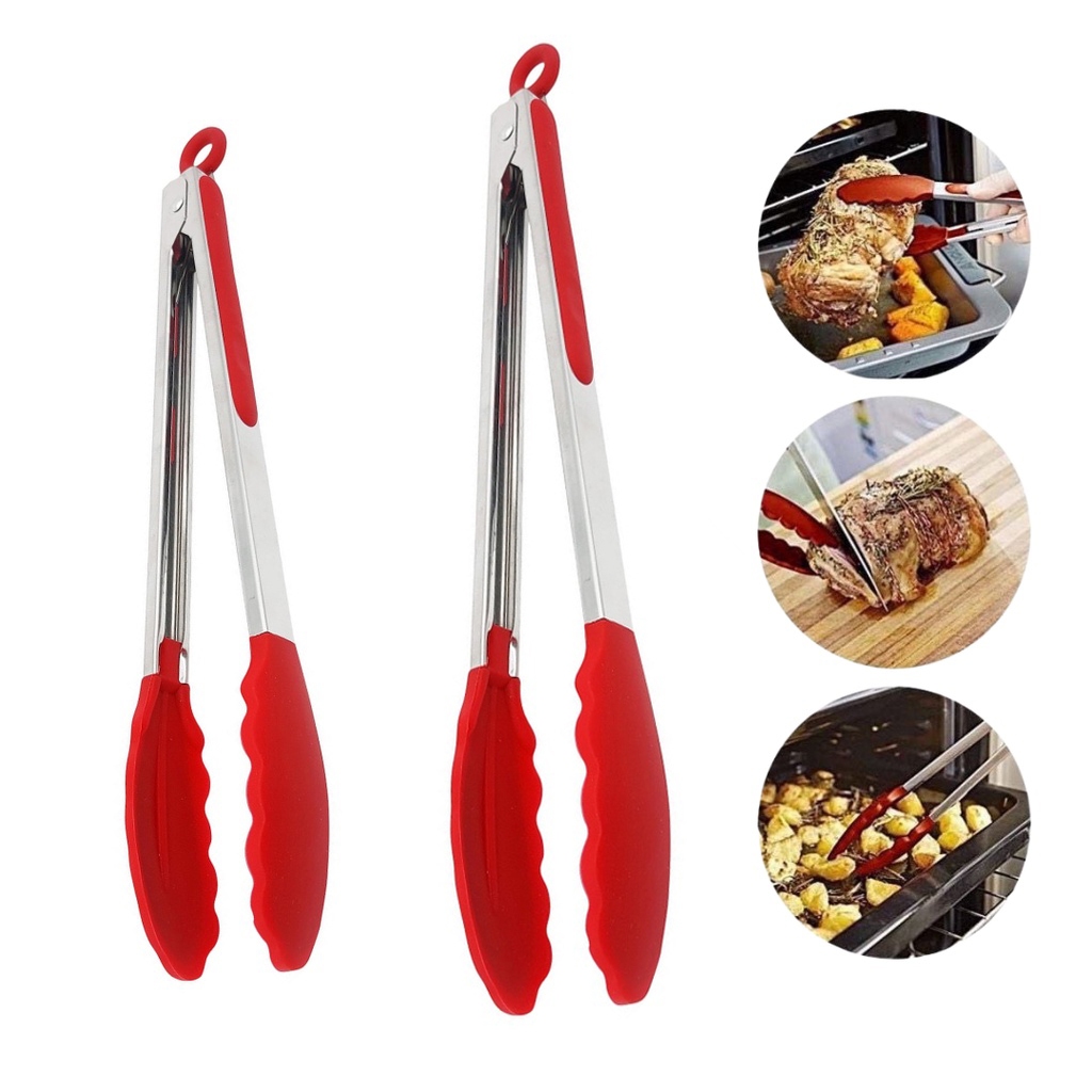 Pegador De Silicone e Inox Para Carne Churrasco Salada Cozinha