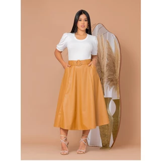 Saia longa Courino Executiva Premium com cinto . Moda Evangelica igreja cultos
