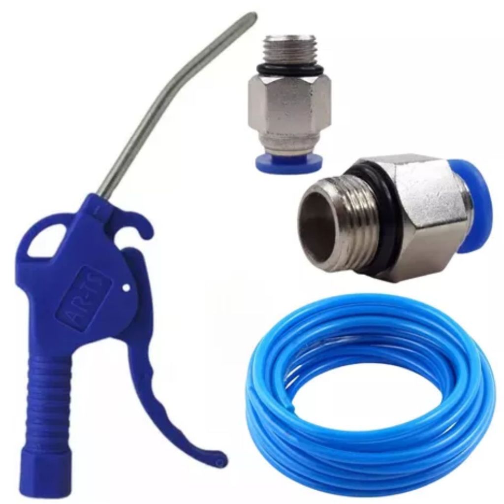 Kit Mangueira Pneumatica Pistola Bico Limpeza Conexão 1/4 X 8mm