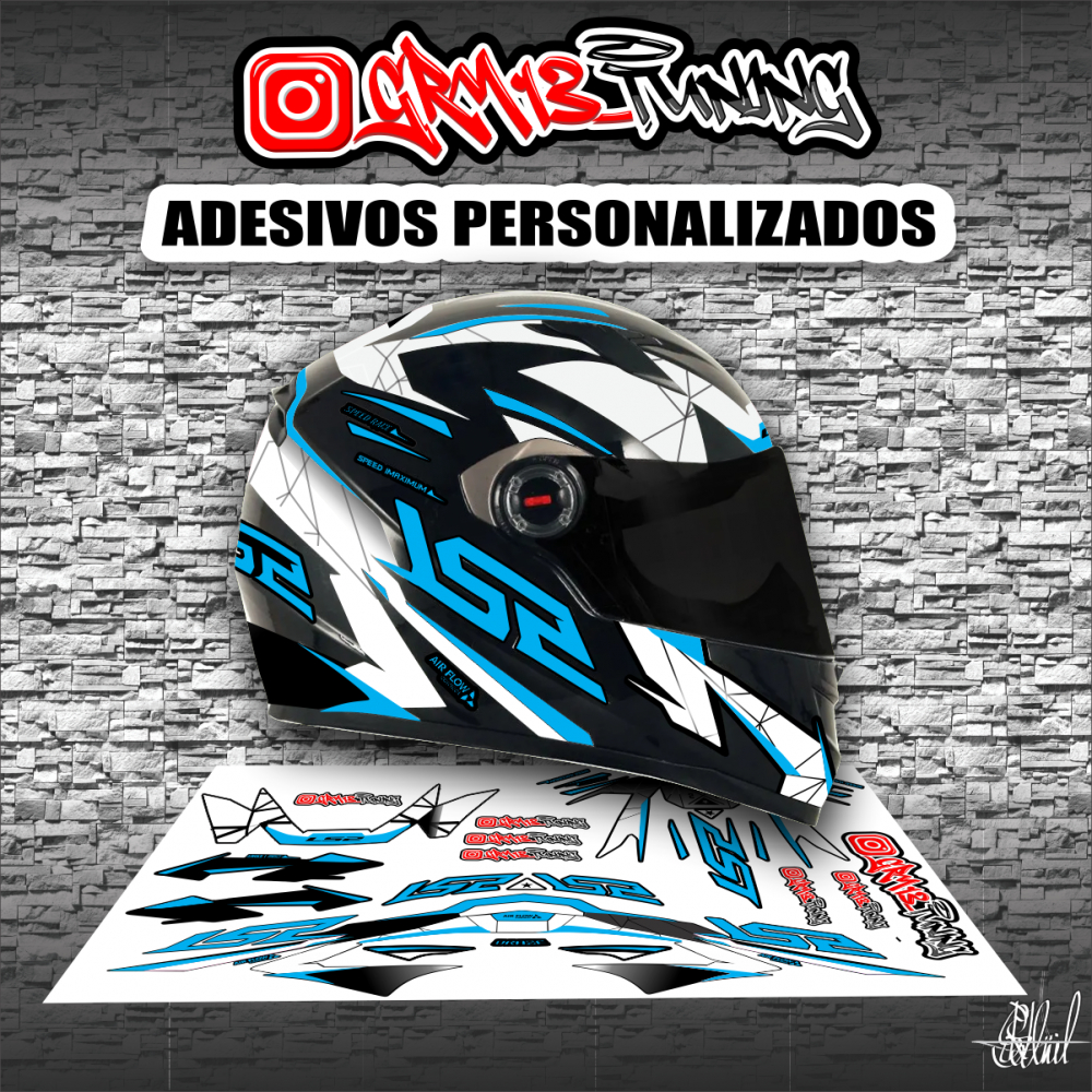 ADESIVOS PARA CAPACETES NO MOD. LS2 DRAZE AZUL CLARO E BRANCO ( LS2 FF ...