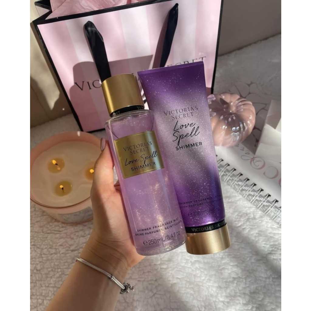 Kit Victoria's Secret Com Brilho Creme Love Spell Shimmer + Body Splash ...