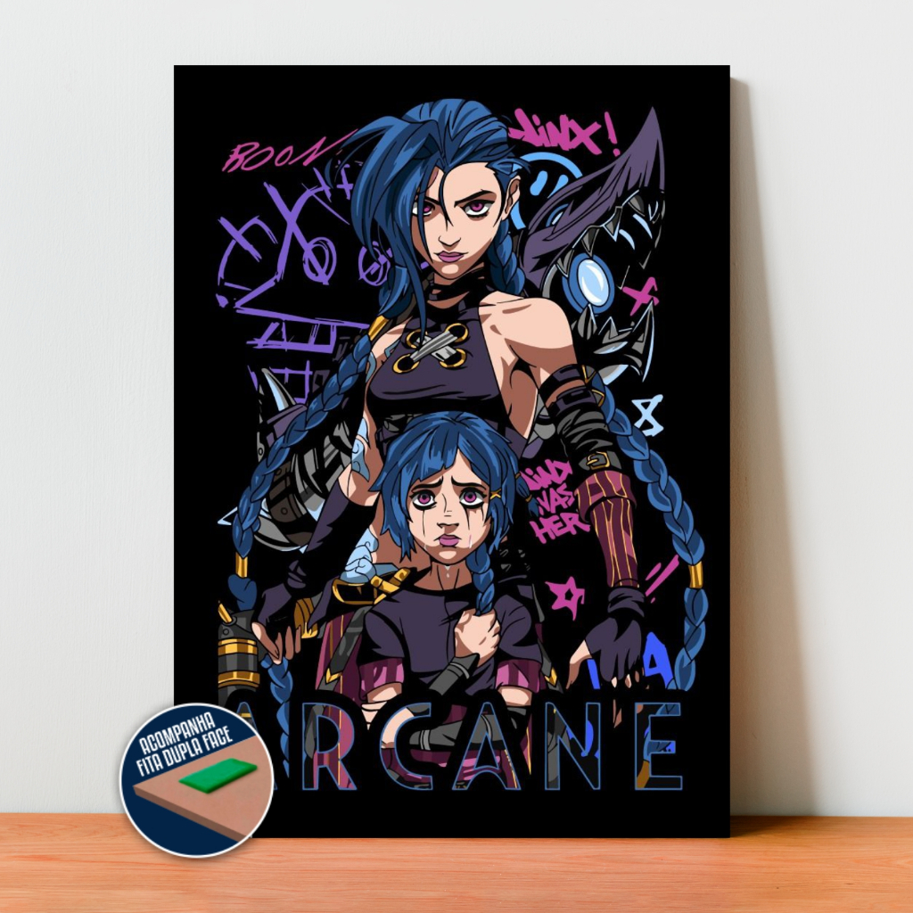Quadro Placa Decorativa Jinx & Powder - Arcane - League of Legends em ...