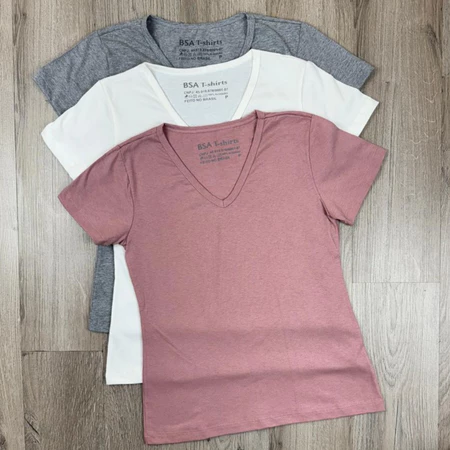 Kit 3 camisetas femininas lisas básicas lindas