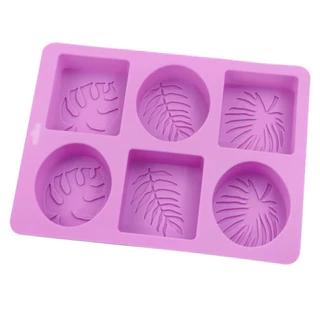 Forma Molde De Silicone Para Fazer Sabonete Folhas 70g Formato Oval e Quadrado com 6 Cavidades