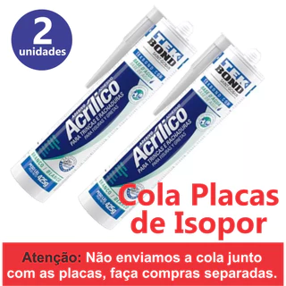 2 Adesivos Acrilico Cola Isopor Poliestireno Molduras Rodapé Sanca Gesso Tekbond 425g