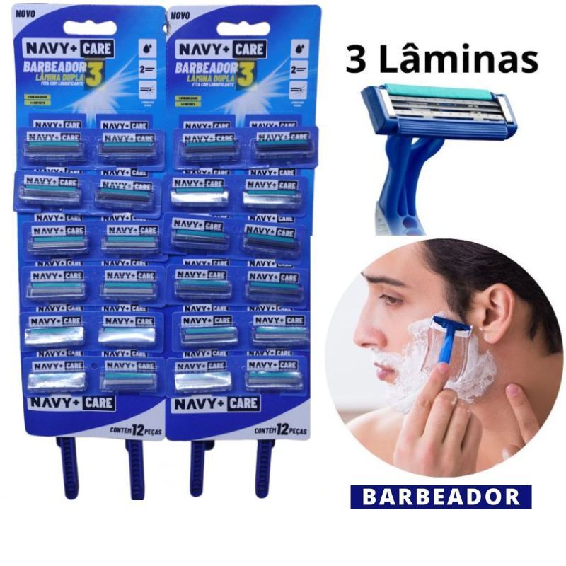 Aparelho De Barbear Barbeador Descartável Com 3 Lâminas | Shopee Brasil