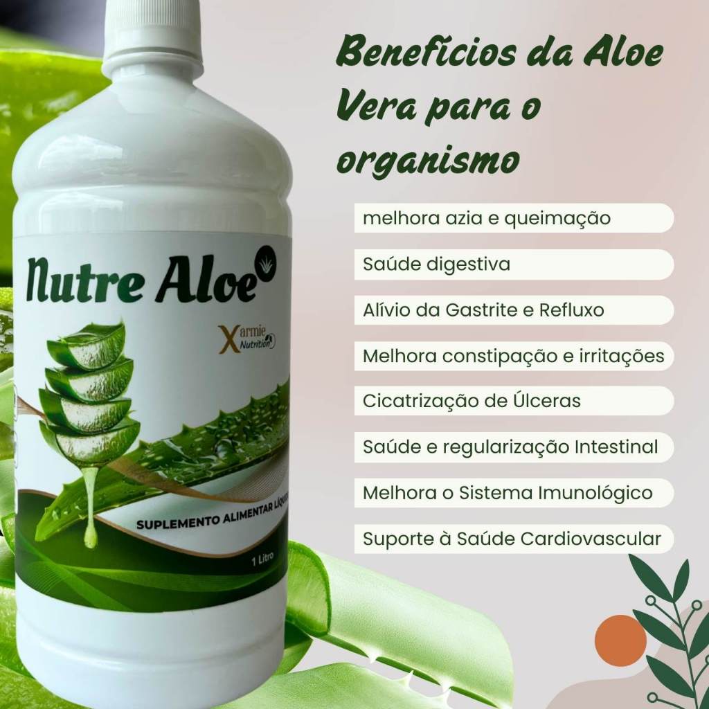 Gel De Babosa P/ Gastrite Refluxo E Cicatrizao De lceras Nutre Aloe 1l  Xarmie | Shopee Brasil