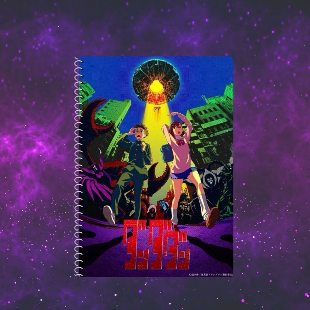 Caderno de anotações Dandadan Momo Ayase Ken Takakura Okarun capa
